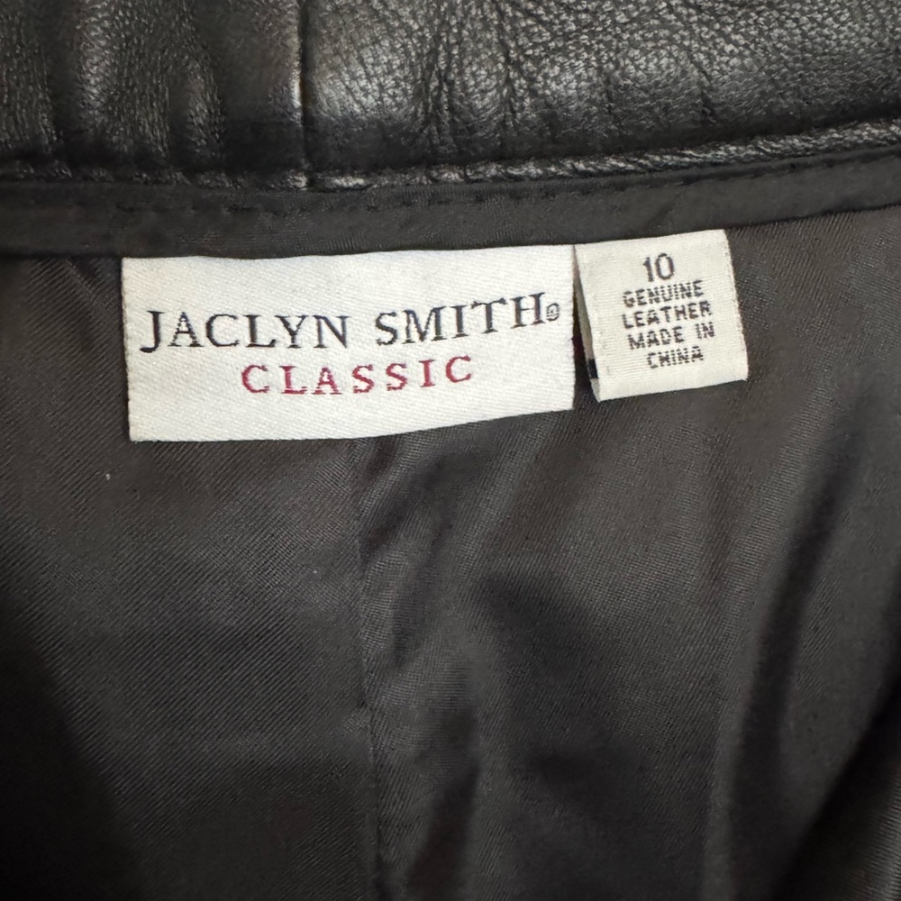 Jaclyn Smith Genuine Leather Black Pants Size 10 - Picture 2 of 7